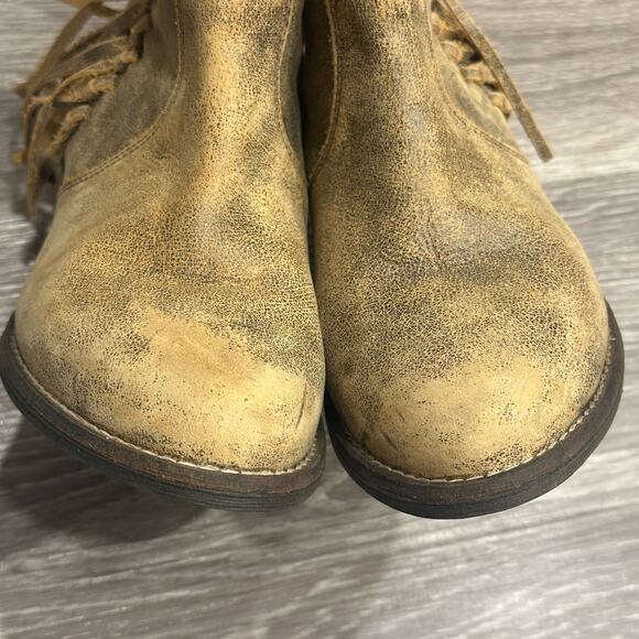 Very Volatile Lookout Fringe Bootie Tan Leather Western Ankle Boots Sz 8.5 Boho - Picture 3 of 9